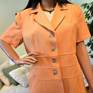 Vintage Kasper Tangerine Short Sleeve Woman’s Business Suit, Size 12